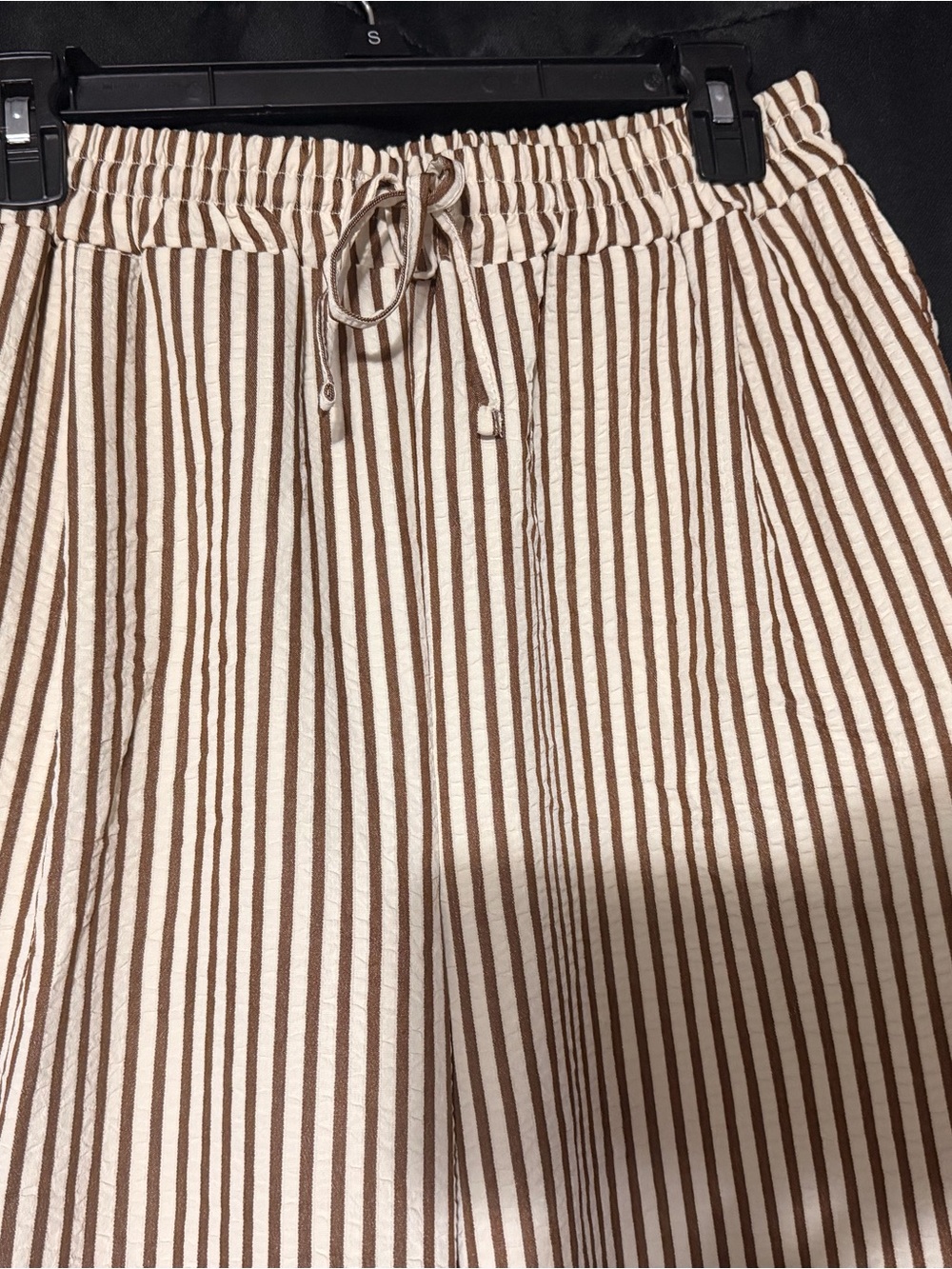 Striped Drawstring Women’s pants in Cream and Brown